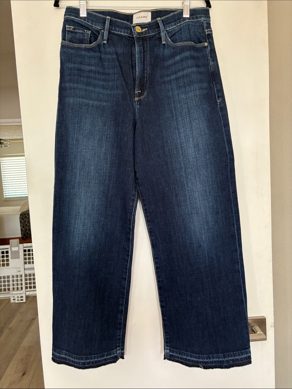 Frame Denim Ali Wide Crop Dark Indigo Jeans